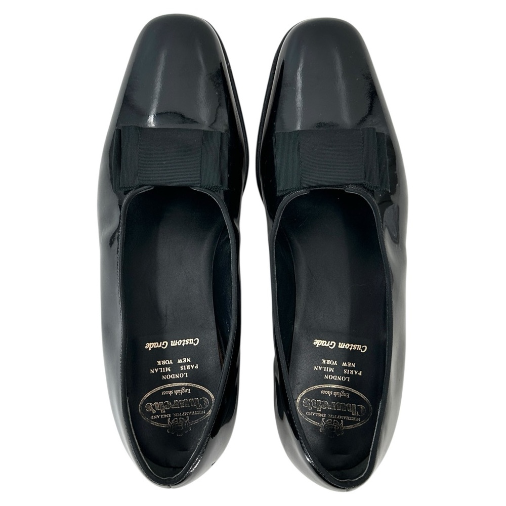CHURCH’S Black Patent Leather Opera Bow Formal Dress Shoes Slip On Loafers - 9.5